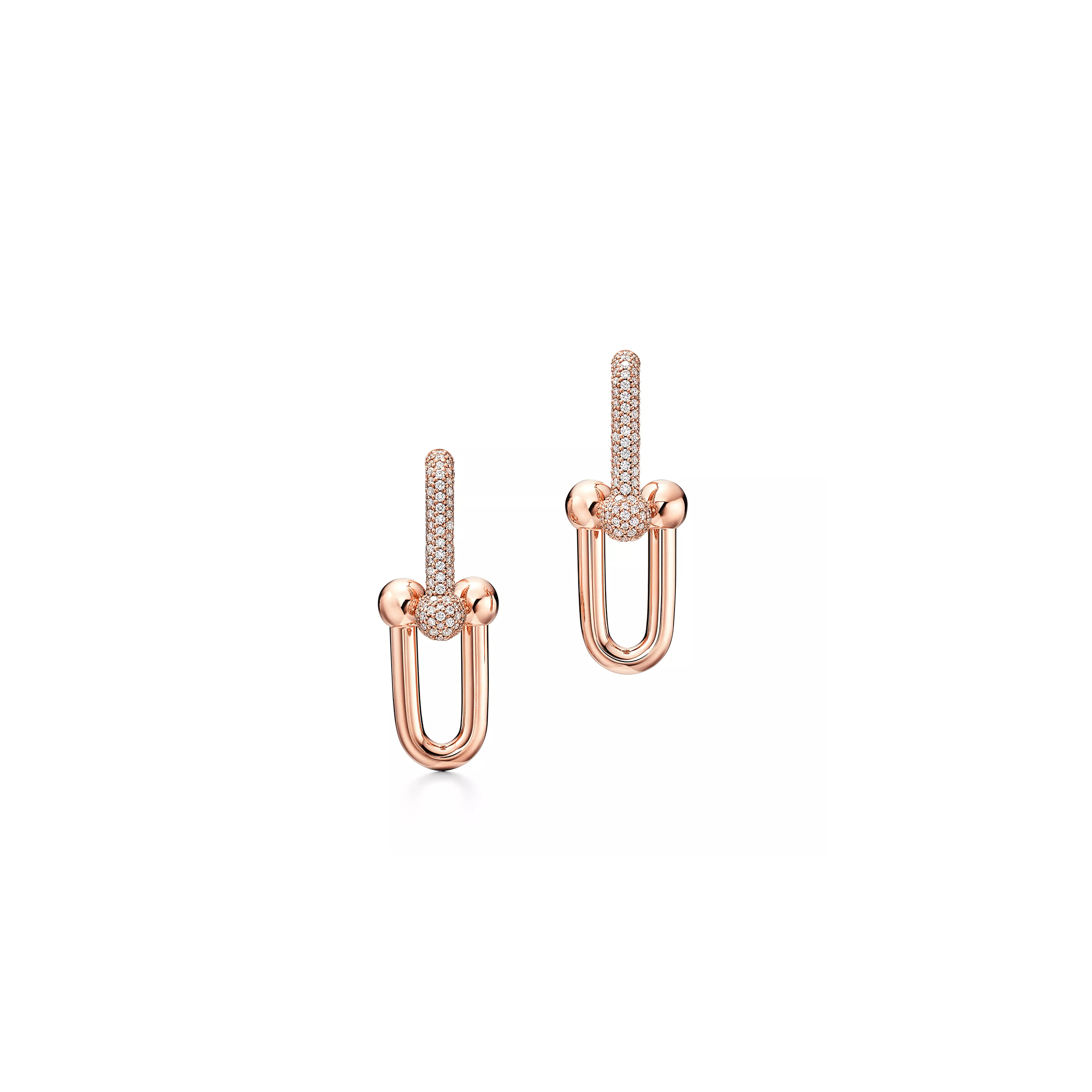TIFFANY HARDWEARLARGE LINK EARRINGS IN ROSE GOLD WITH PAVÉ DIAMONDS 68692539 TIFFANY HARDWEARLARGE LINK EARRINGS IN ROSE GOLD WITH PAVÉ DIAMONDS 68692539